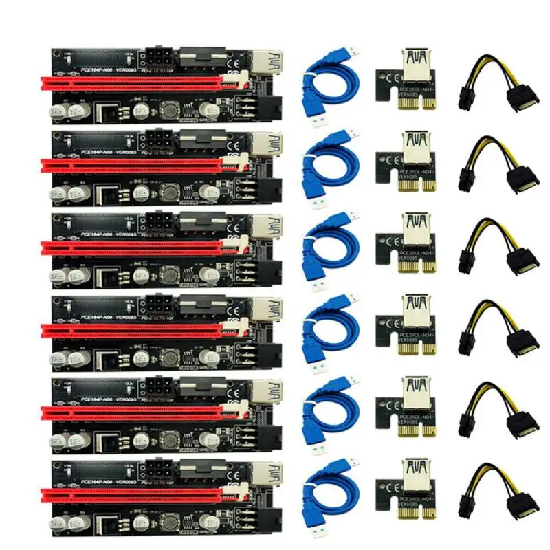 Новейший VER009 USB 3.0 PCI-E Райзер VER 009S Экспресс 1X 4x 8x 16x Райзер-адаптер pcie SATA 15 контактов