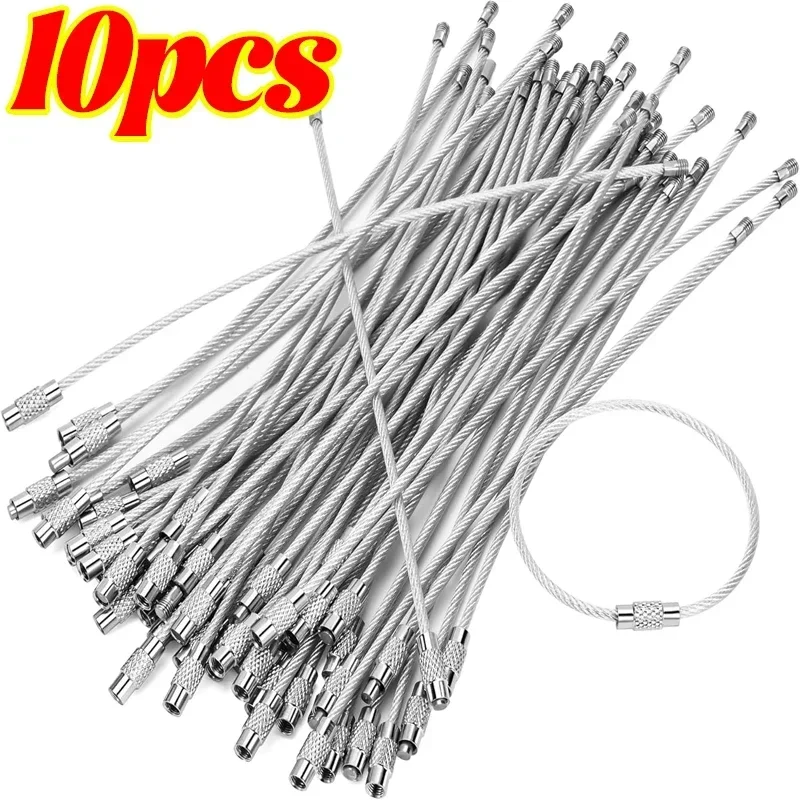 

Металлический брелок для ключей, веревки, проволока из нержавеющей стали, петля для кабеля, винт, замок, кольцо для гаджета, брелок для ключей, круг, подвесной инструмент для лагеря, фурнитура