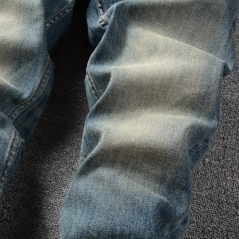 Italian Style Fashion Men Jeans High Quality Retro Blue Elastic Slim Fit Vintage Jeans Men Trousers Casual Designer Pants Hombre