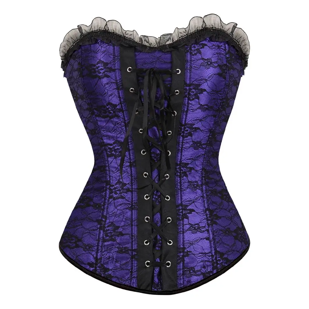 

Corsets and Bustiers for Women Gothic Breathable Zip Corselete Sexy Front Lacing Boned Wedding Party Clubwear Just Married