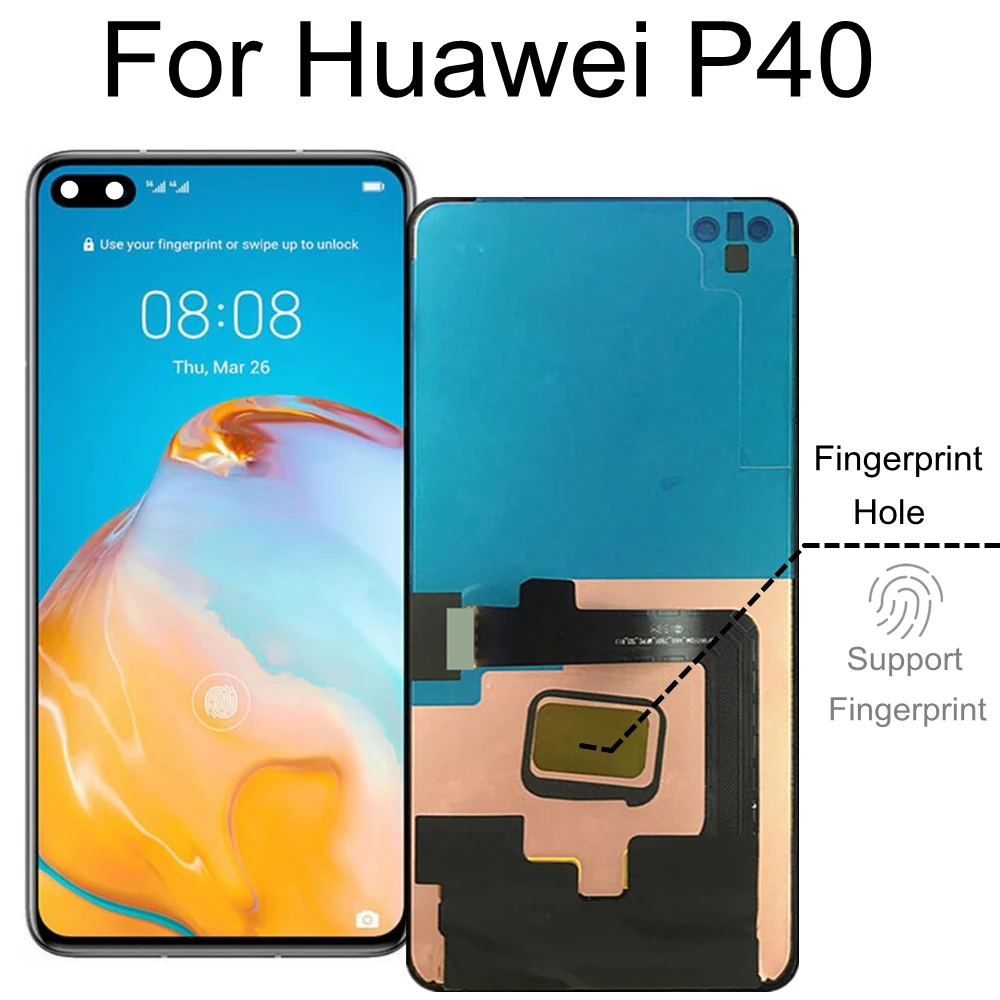 

6,1 "OLED ЖК-дисплей для Huawei P40 4G телефон ЖК-дисплей с сенсорным экраном в сборе Замена для планшетов памяти/TN00/NX9/LX4 LCD