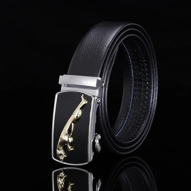 Mens Fashion PU Alloy Square Buckle Business Leisure Belts Elegant Black Belts Male Jean Pants Waisand Metal Buckle