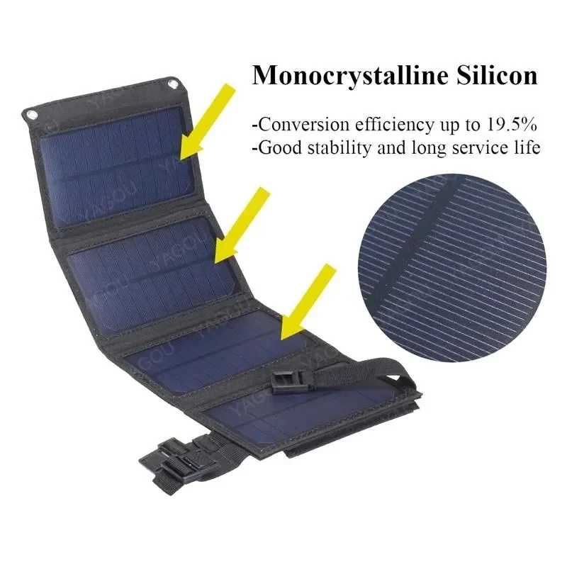 

60W Outdoor Sunpower Foldable Solar Panel Cells 5V USB Portable Solar Charger Battery for Mobile Phone Traveling Camping Hike