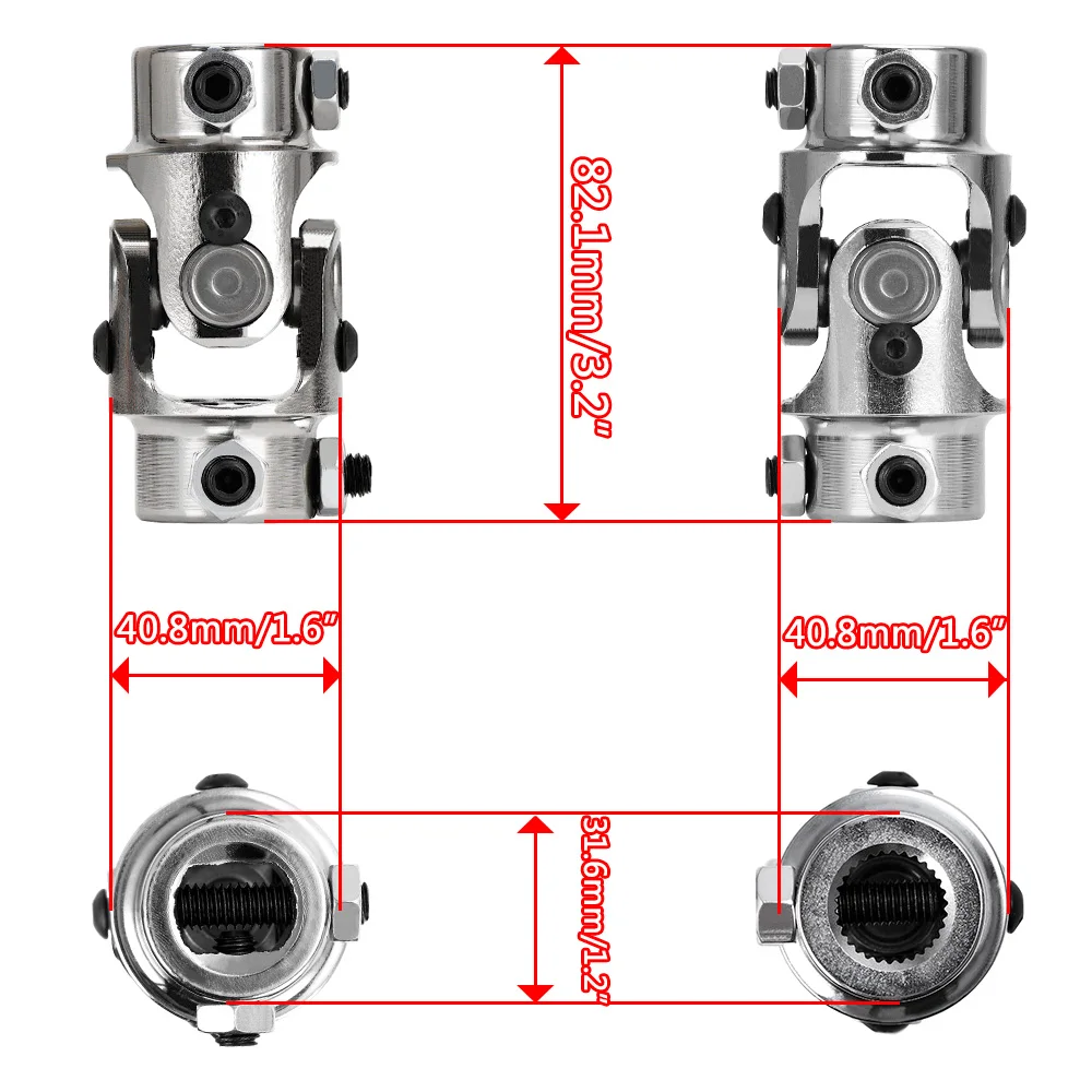 3/4 &quotDD X 3/4&quot-30 SP шлицевый хромированный одинарный U-образный вал универсальное