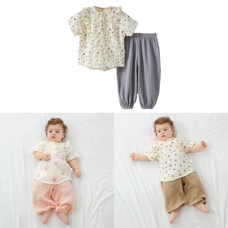 

2-Pieces Baby Clothing Suit Set Half Sleeve T-Shirt Pants Infant Summer Clothes