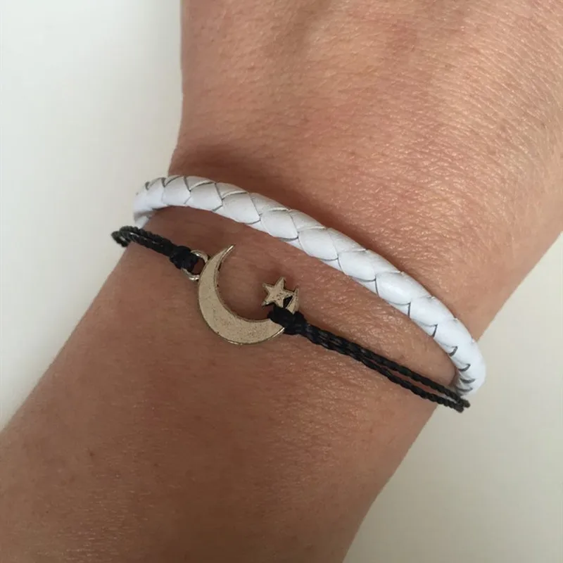 

New Simple Style Personality Design Creative Alloy Moon Sun Pendant Bracelet Couple Bracelet