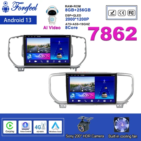 Android 12 для Kia Sportage 4 QL KX5 2016 2017 2018 2019 2020 20221 2022 2023 Мультимедийная навигация Автомагнитола Carplay Radio BT