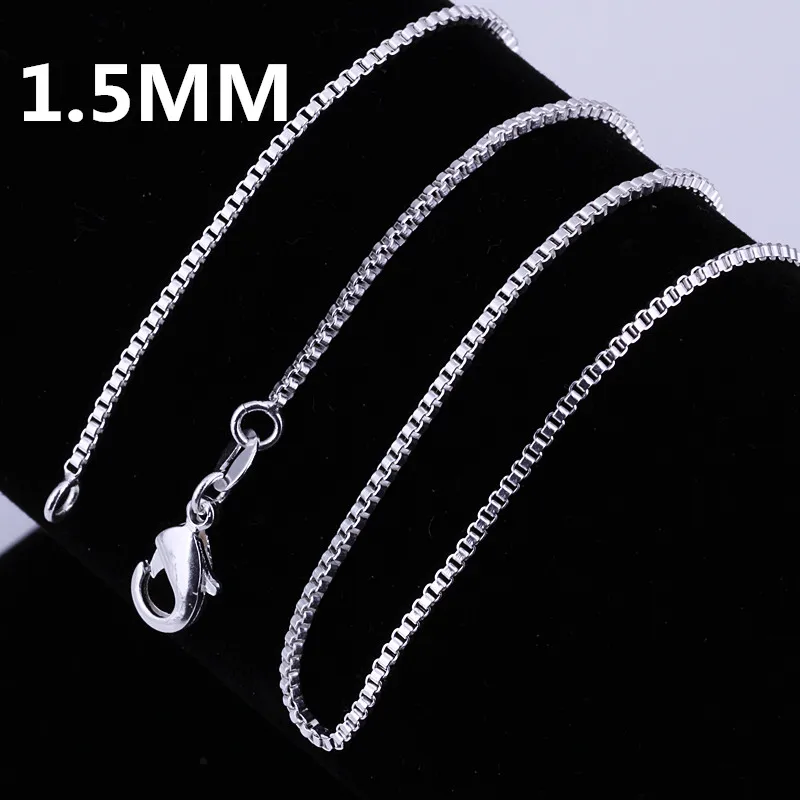 

1.5MMKeel chain16-24Inch European and American Hot925Sterling Silver Fashion Box Necklace Necklace Korean Hot Sale