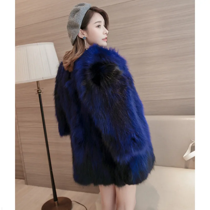 Autumn and Winter New Women's Fur Coat Imitation Raccoon Fur Faux Fox Fur Coat Jacket Thick Warm Casual Outwear Parka Coat