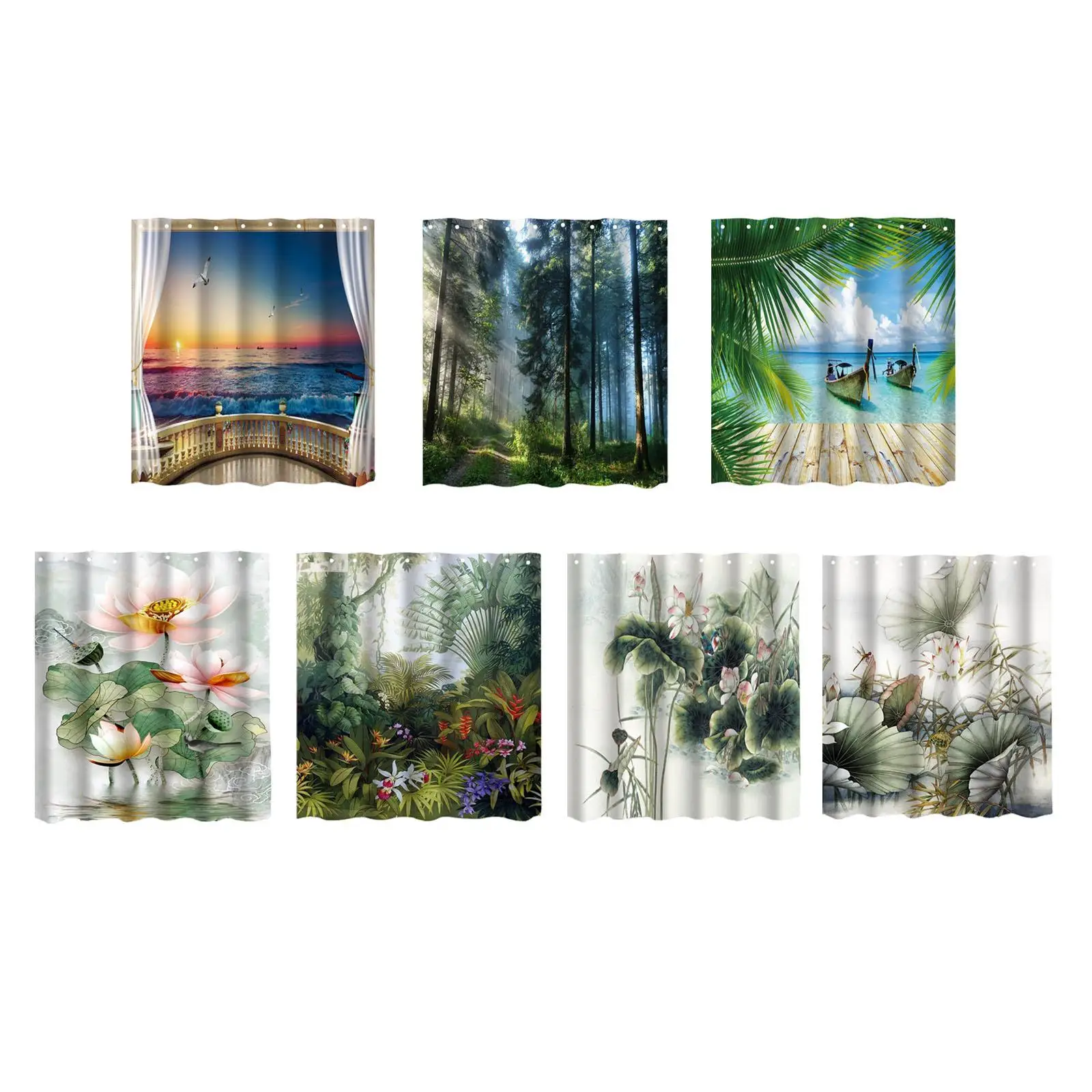 

180x180cm Bathroom Shower Curtain with Hooks Waterproof for Doormat Bathroom