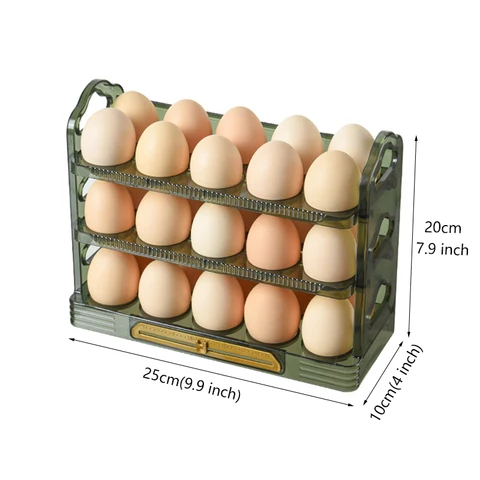 Вращающийся держатель для яиц для холодильника, 3-ярусный флип-лоток для яиц, контейнер, органайзеры для холодильника и ящик для хранения, органайзер с 30 ячейками