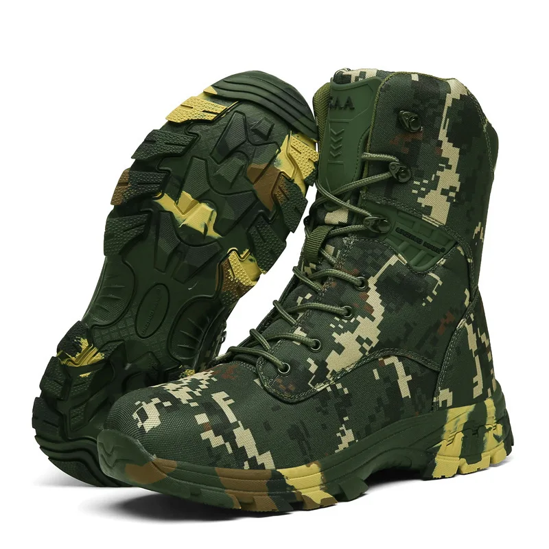 

Outdoor Desert Military Camo Breathable Hiking Shoe Spring Autumn Men Hunting Climbing Leather Wearproof Tactical Training Boots