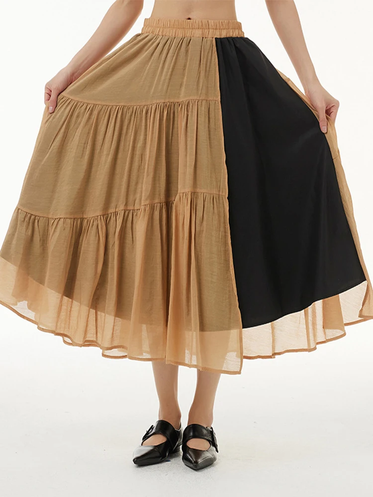 

XITAO Лоскутная плиссированная юбка для женщин 2022 Лето Новое поступление индивидуальная модная свободная универсальная юбка с эластичной та...