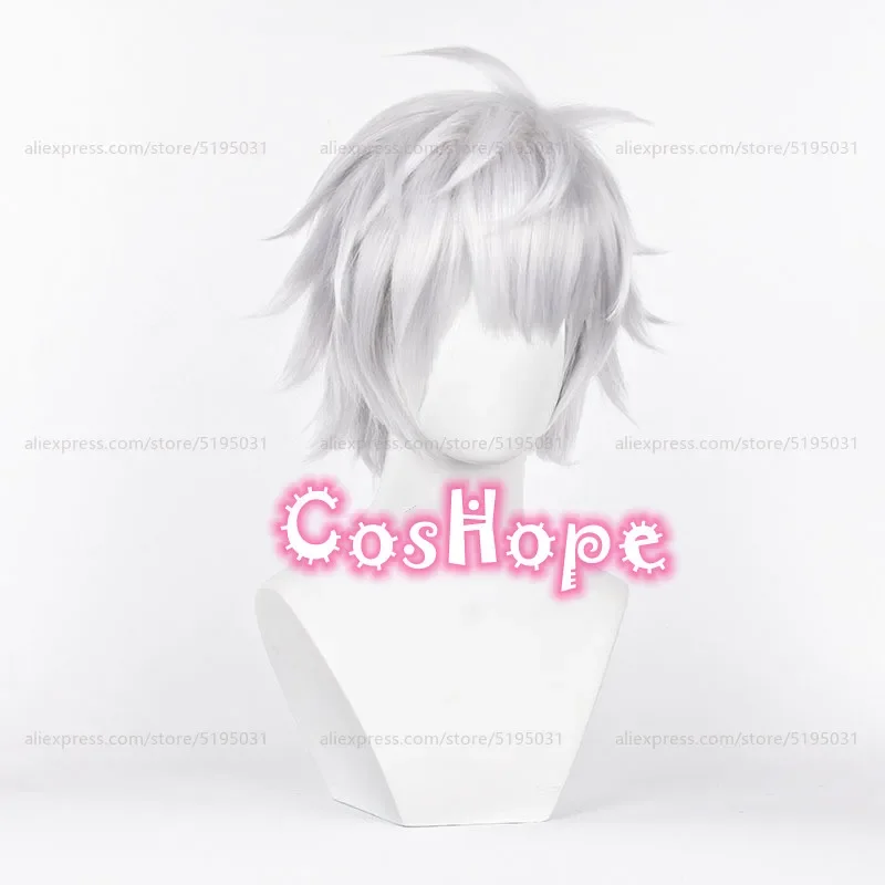 Satoru Gojo Косплей Парик 32 см Короткий Пушистый Серебристо-Белый Аниме Парики