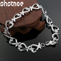 925 sterling silver heart chain bracelet for women party engagement wedding fashion charm valentines day gift jewelry