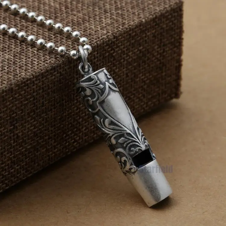 

Manufacturers Wholesale S990 Sterling Silver Jewelry Thai Silver Retro Smooth Orchid Vine Men And Women Whistle Pendant