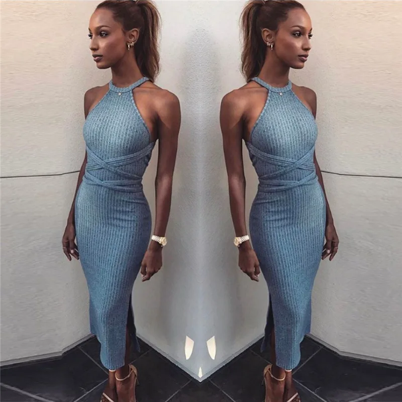 

European and American Summer New Women's Clothing 2022 Fashion Sexy Backless Solid Color Strapless Sleeveless Slim Dress Women