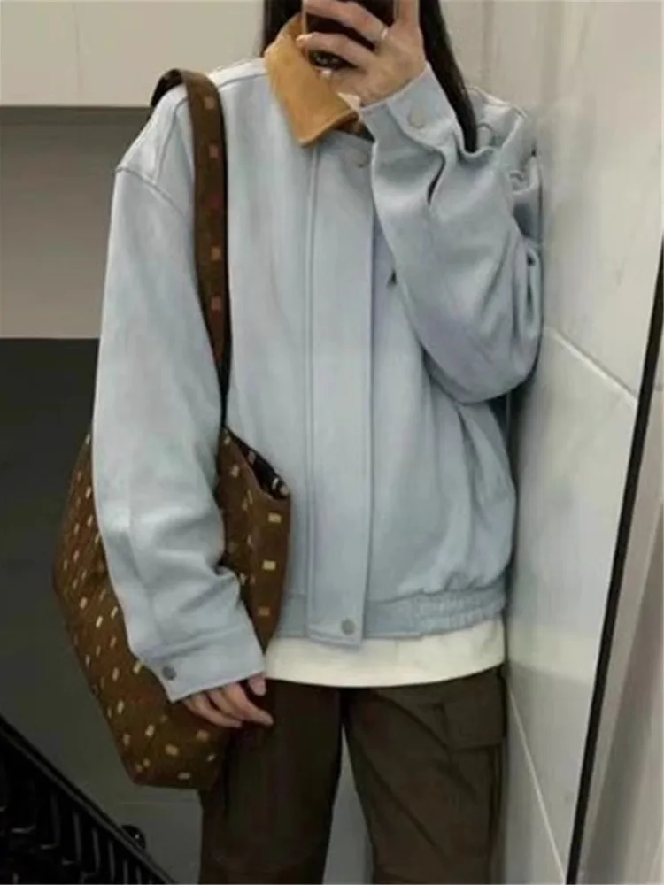 Модный бренд американская уличная замшевая верхняя одежда с лацканами женская