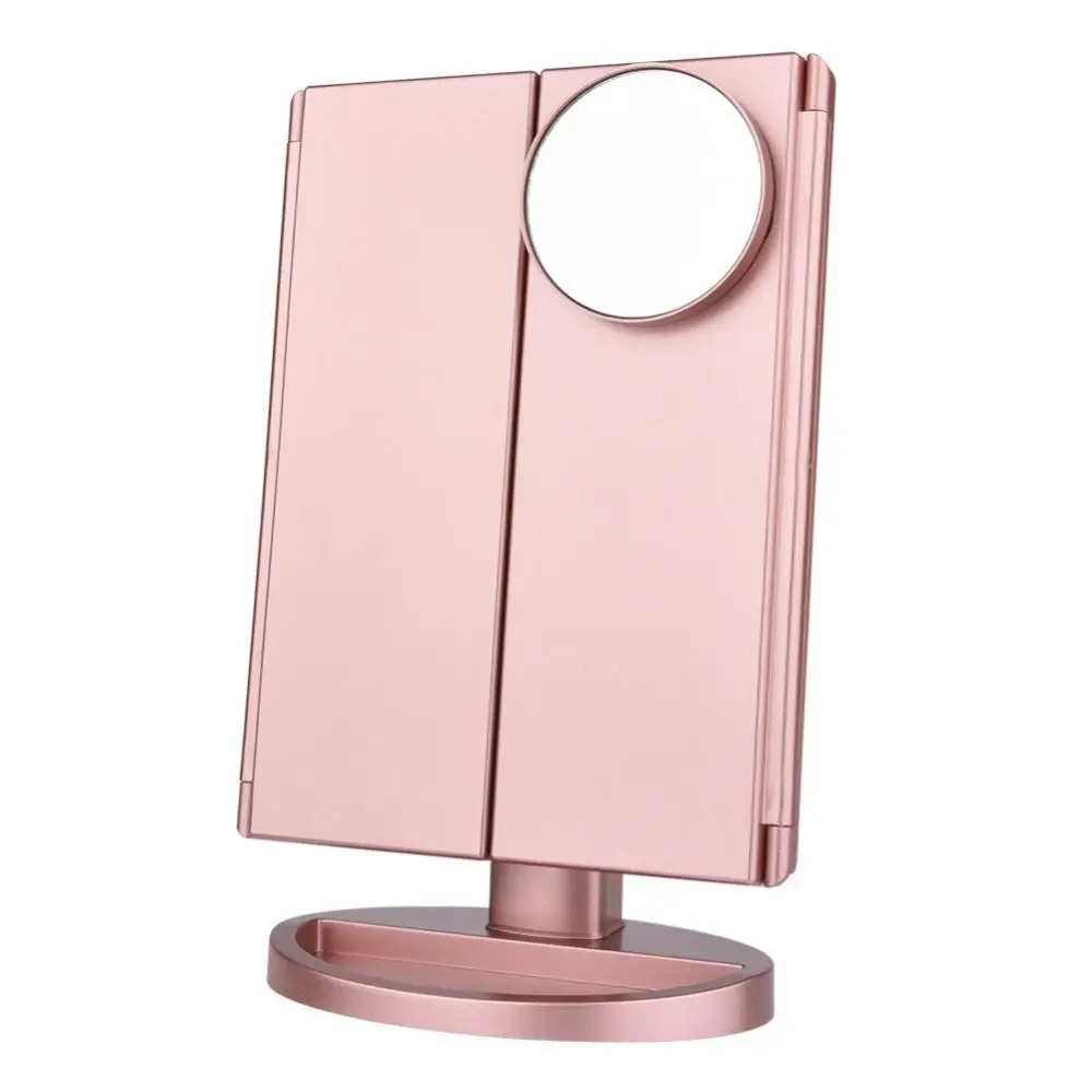 

Makeup Mirrors Portable 3 Folding LED Light Touch Dimming Desktop Makeup Lamp Cosmetic Mirror Makeup Mirrors