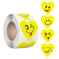 yellow face sticker for kids smiley heart shape sealing labels classroom teacher supplies motivational reward children stickers