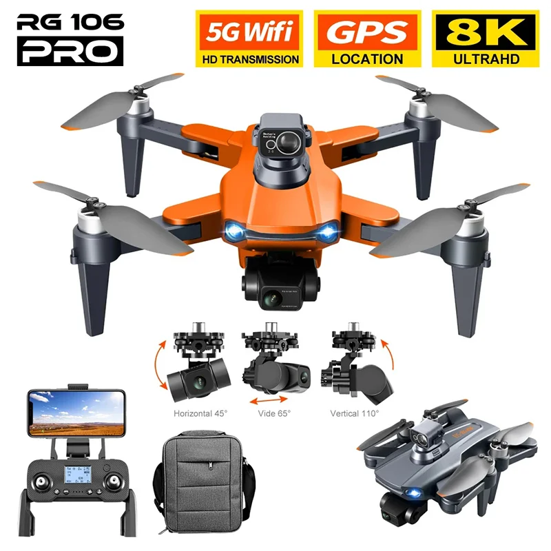 Квадрокоптер RG106 Pro, профессиональный складной Дрон с камерой 3 оси, GPS, FPV, VS SJRC F22S, 8K, 3 км