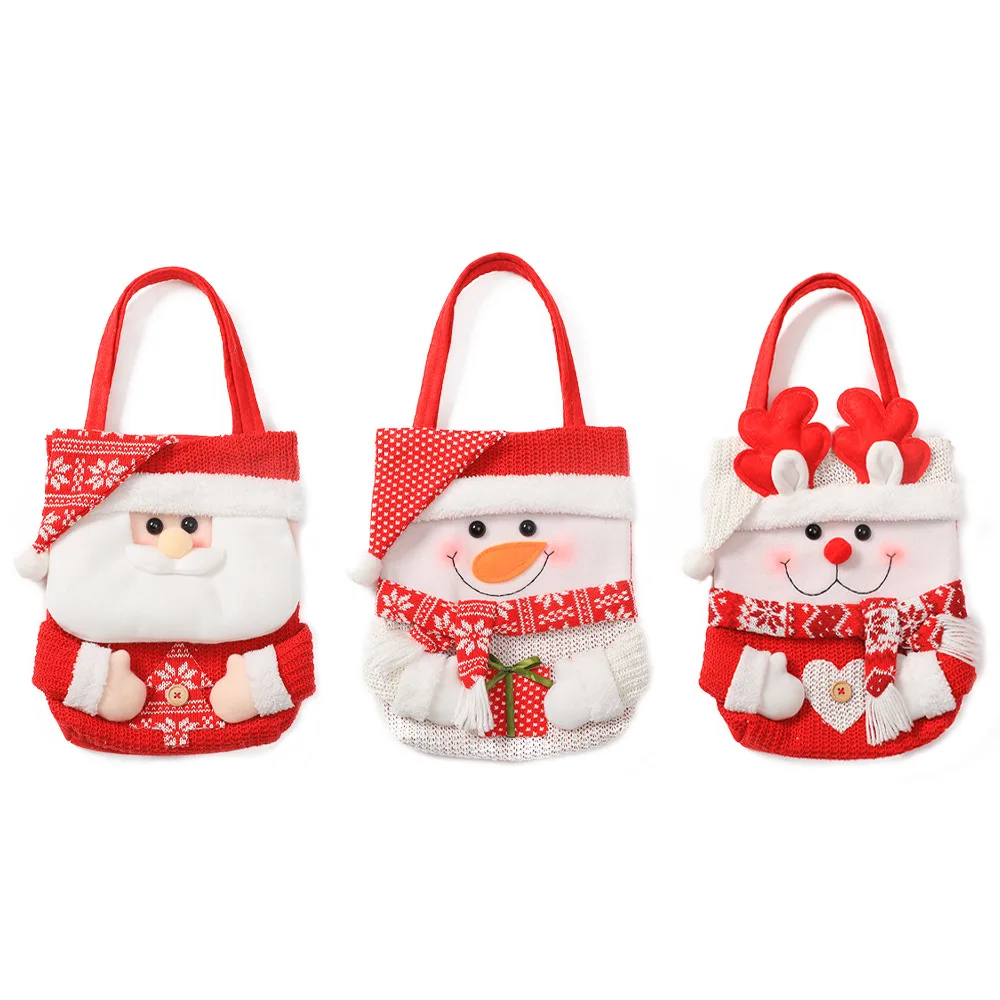 

Knitted Christmas Socks Gift Bags Large Christmas Gift Bags Santa snowman Decoration Children's Gifts Candy Storage Decorations