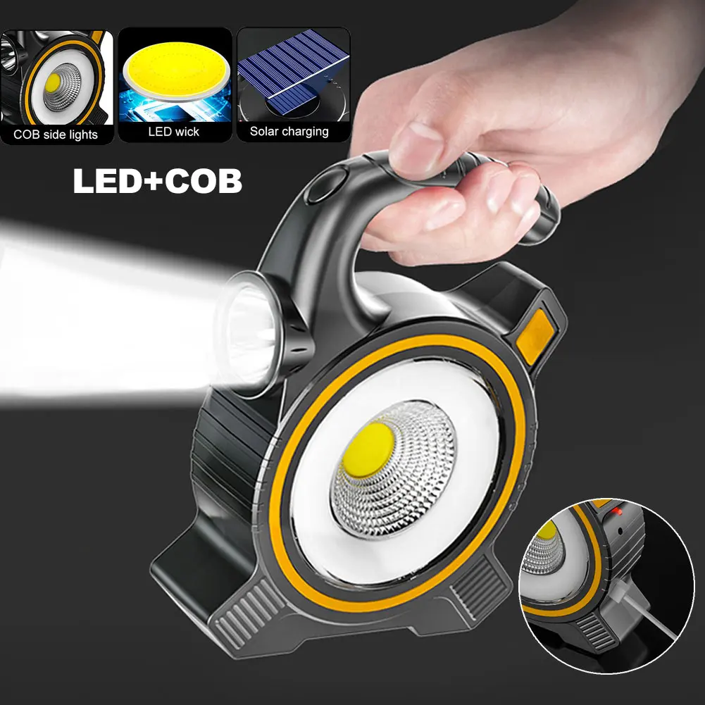

LED Solar Lantern USB Charging COB Work Lamp Handheld Lantern Camping Lights Emergency Flashlight Outdoor Lighting Power Bank