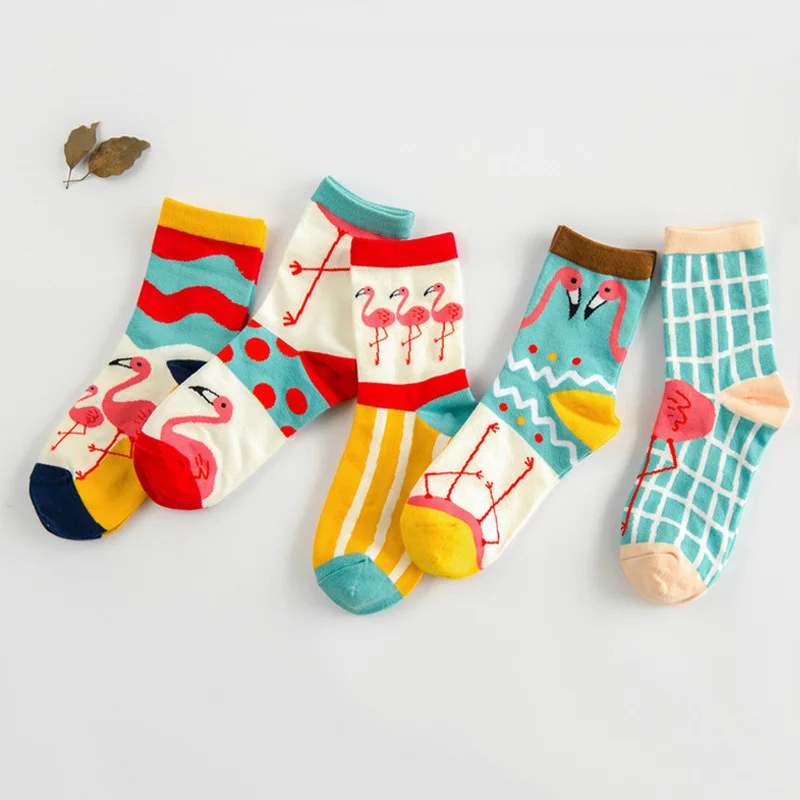 

3D Print Casual Socks Flamingo Women Durable Socks Cute Low Cut Ankle Sock Cartoons Casual Type Teenager Socks 1pair=2pcs Ms22