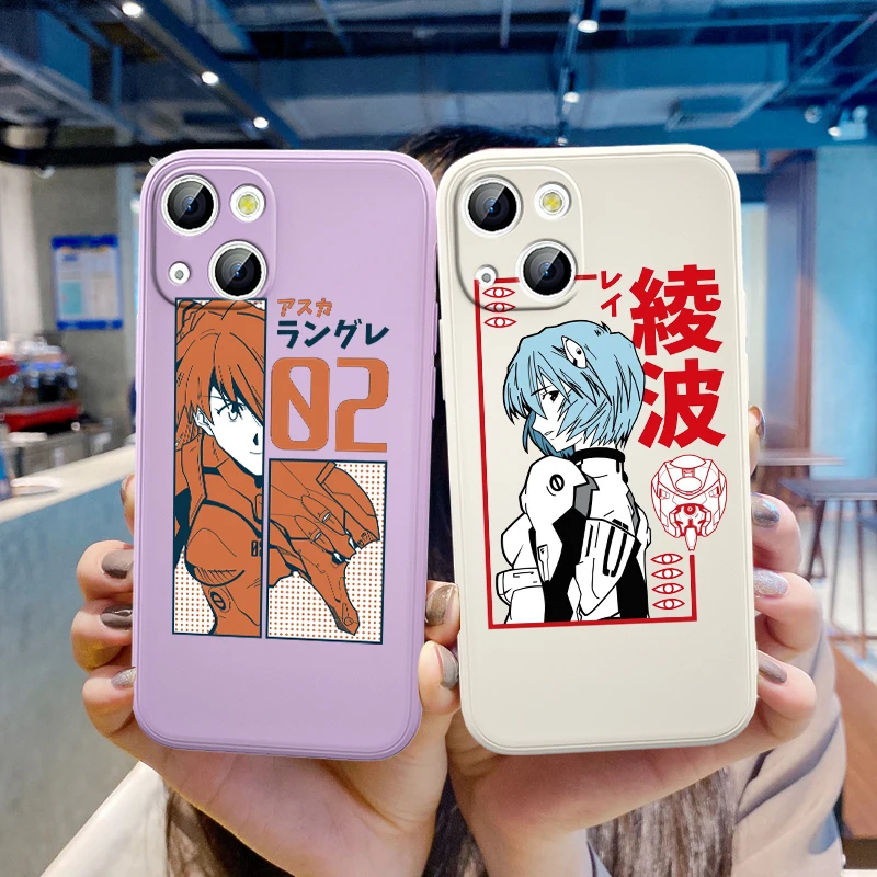 

Neon Genesis Evangelion For Apple iPhone 13 12 Mini 11 XS Pro Max X XR 8 7 6 Plus SE 2020 Liquid Silicone Rope Phone Case