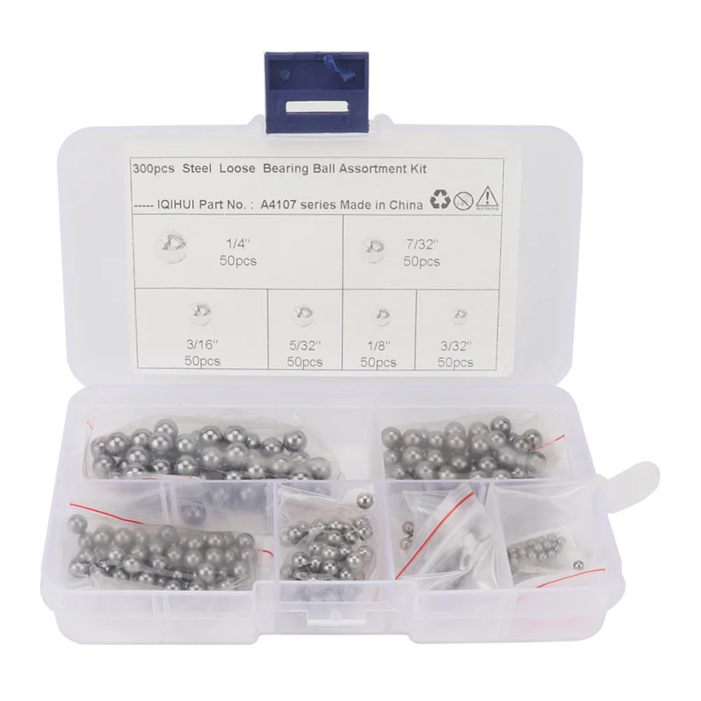 

300/500/1000pcs 6 Sizes Assorted Precision Steel Bearing Balls 2/32 1/8 5/32 3/16 7/32 1/4 inch Grade 25 G25