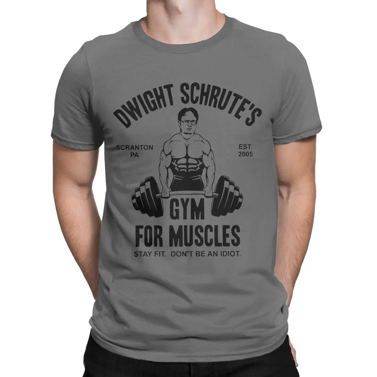 

Dwight Schrute Gym For Muscles The Office T-Shirts for Men Tv Show Pure Cotton Tees Crew Neck Short Sleeve T Shirt Party Clothes