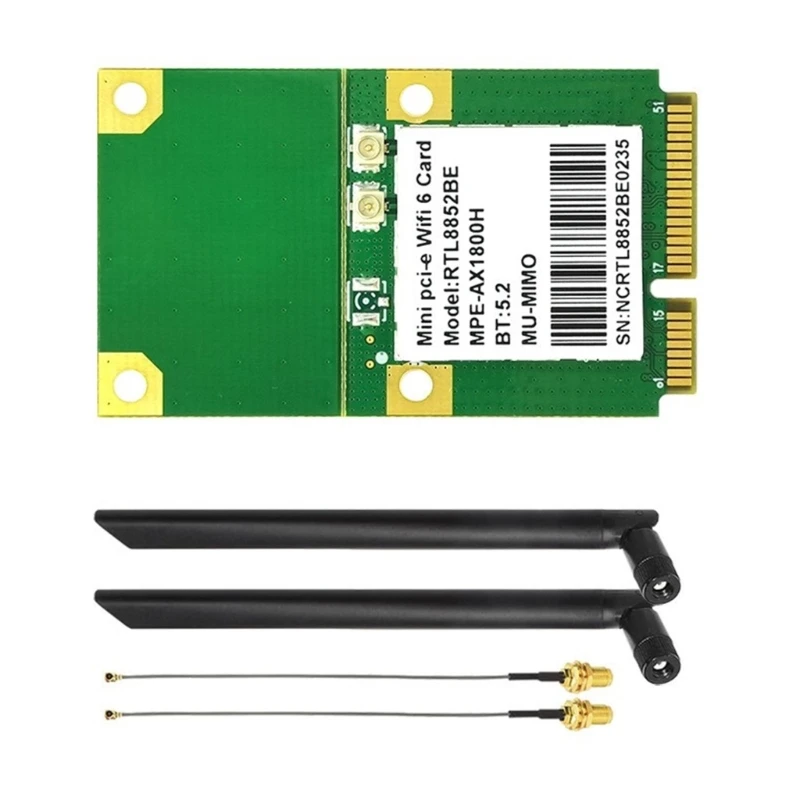 Мини-адаптер PCIE Wi-Fi 2 4 ГБ/5 ГГц Bluetooth-совместимый 5.0 WiFi6 сетевая карта RTL8852BE 1800 Мбит/с