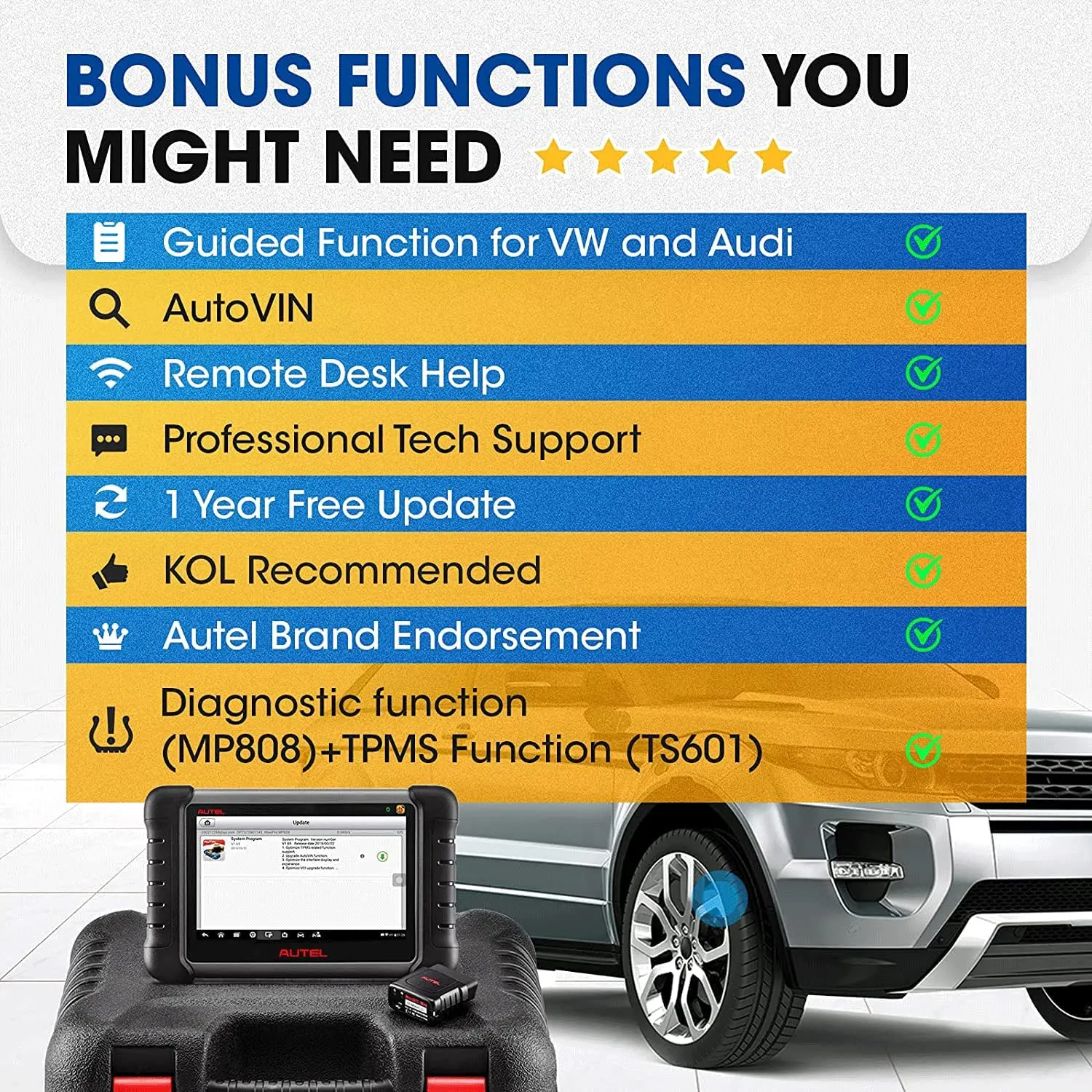 Профессиональный сканер Autel MaxiPRO MP808TS PRO TPMS полный диагностический инструмент для