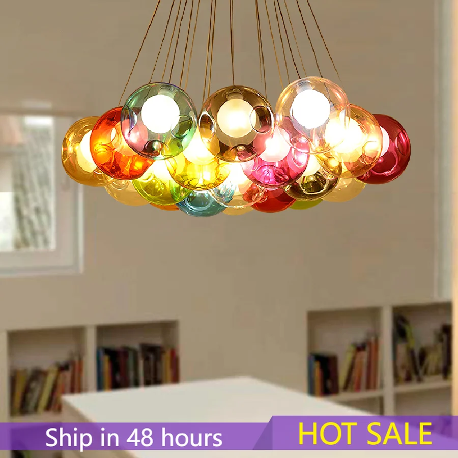 

Подвесные светильники в стиле пост-модерн для гостиной, люстра со стеклянными шариками, скандинавские осветительные приборы для спальни, с...