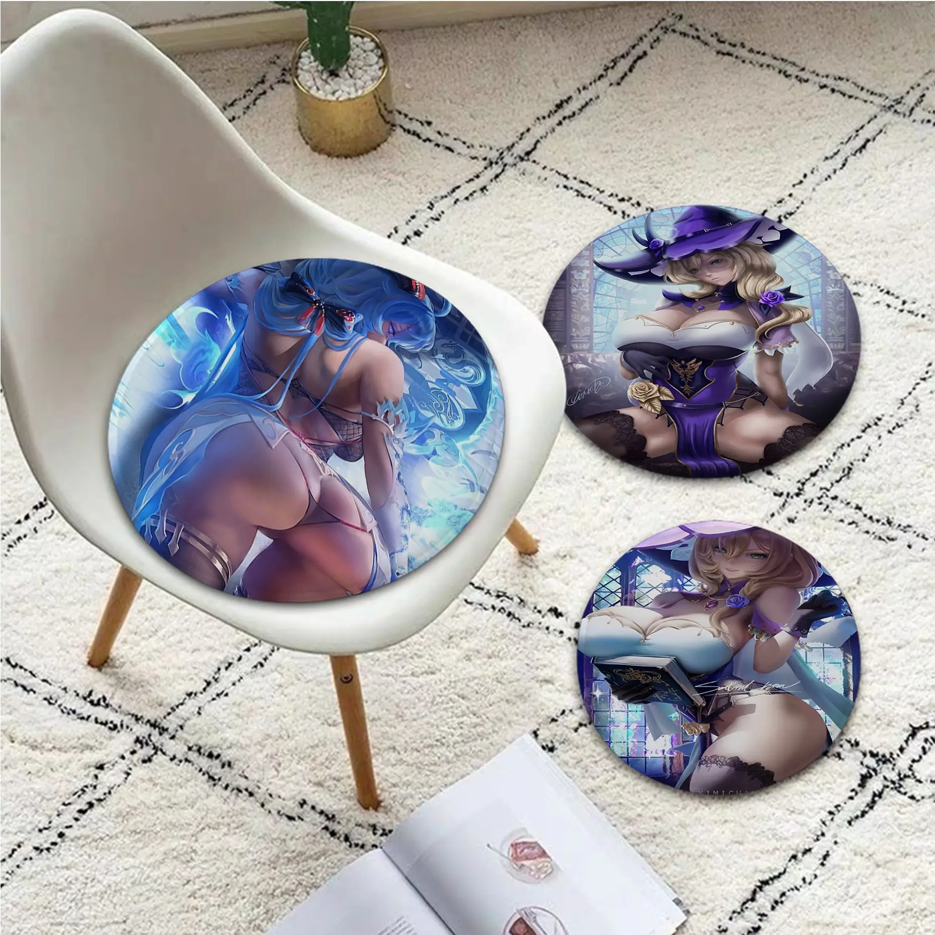 

Genshin Impact Sexy Girls Four Seasons Seat Cushion Office Dining Stool Pad Sponge Sofa Mat Non-Slip Seat Mat