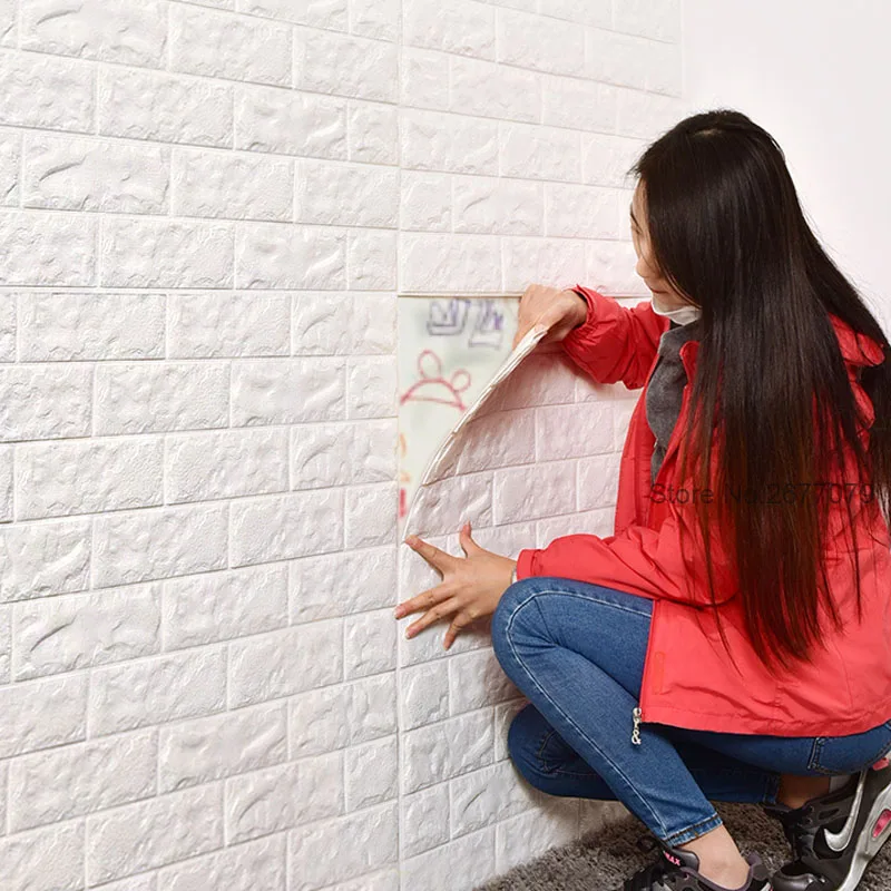 

10M Romantic Warm Room Pe Foam 3d Wallpaper Diy Wall Stickers Wall Decor Embossed Brick Stone Christmas Wall Stickers