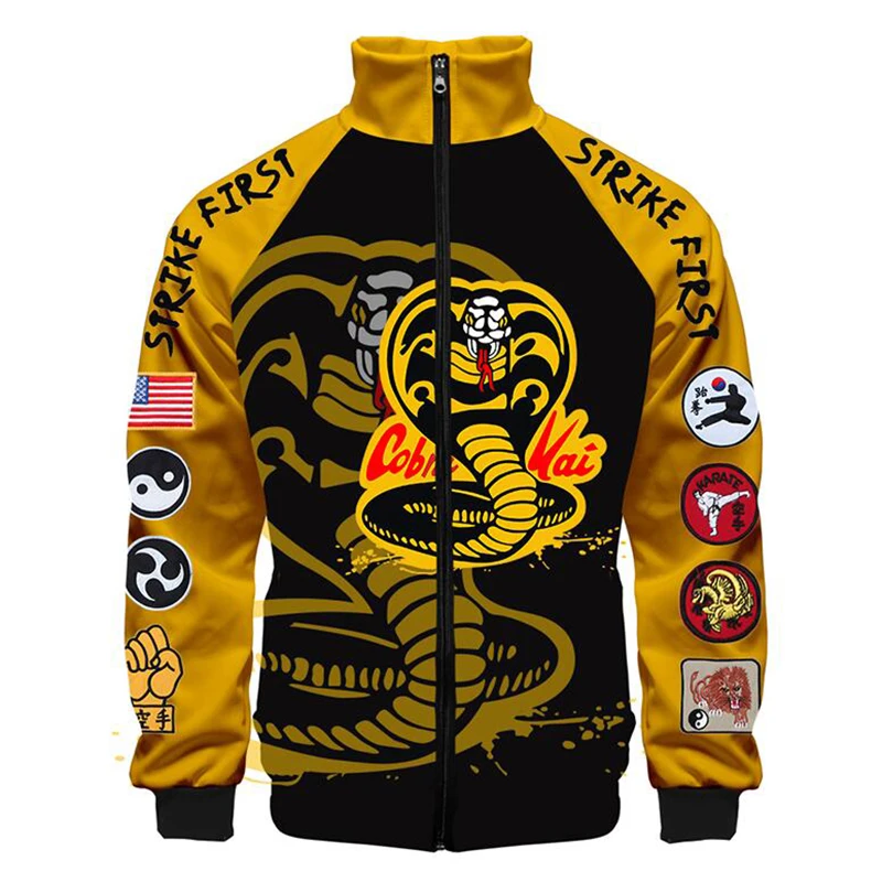 

New Cobra Kai Print New Fashion 3d Stand Collar Hoodie Men Women Zipper Jackets Long Sleeve Sport Unisex Sweatshirts Tops Oversi