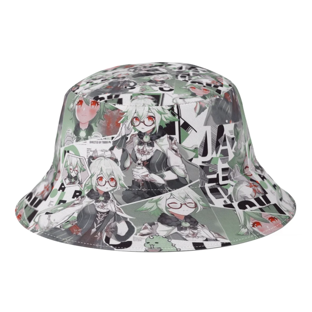 

New Summer Genshin Impact Collage Sucrose Bucket Hats for Women Men Outdoor Foldable Bob Fisherman Hat Girls Boys Panama Cap