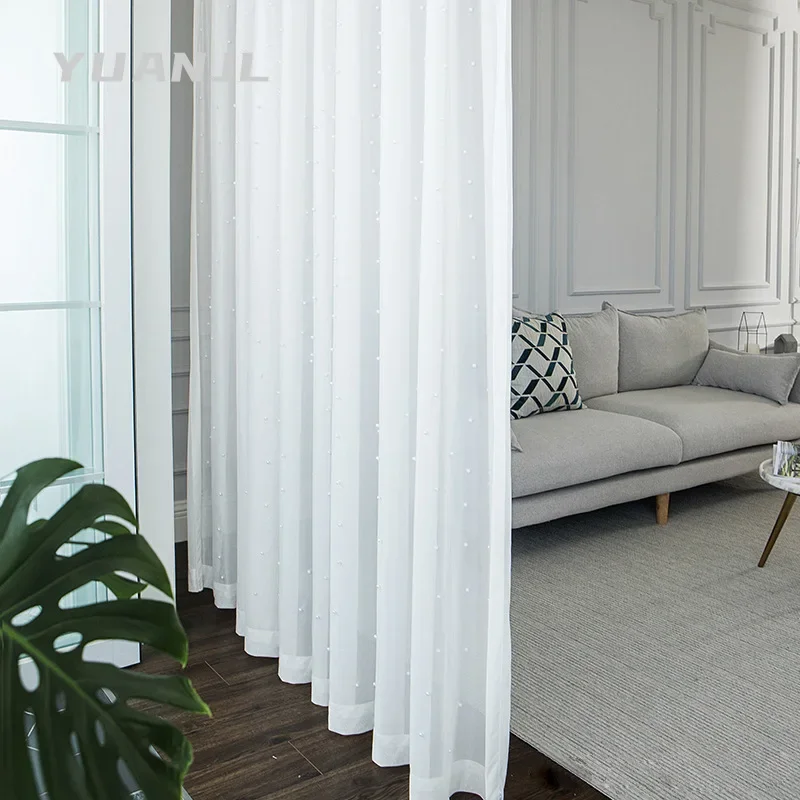 Новые легкие роскошные белые марлевые шторы из молочного шелка с бисером для