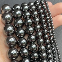 a natural black hematite stone beads round loose spacer beads for jewelry making 1234681012mm bracelet handmade 15