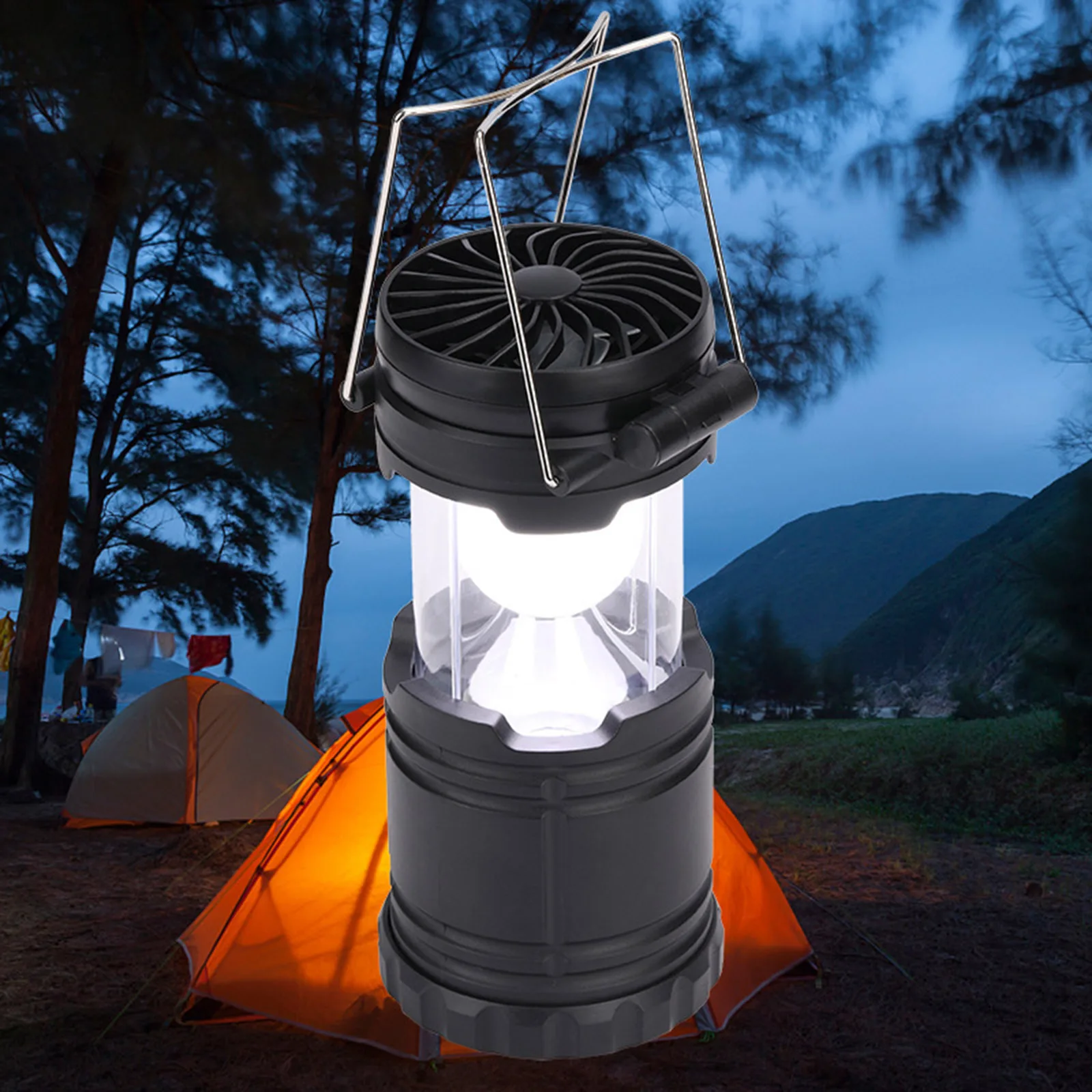 

1Pack LED Camping Lantern Collapsible 250LM Lanterns with Fan Suitable Survival Kit for Emergency Light Outdoor Portable Lantern