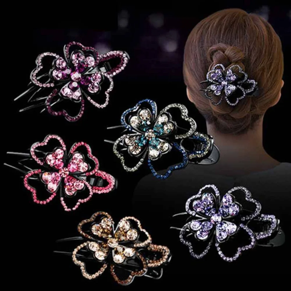 

Rhinestone Hairpin Flower Duckbill Hair Claws Vintage Hair Clips Hair Accessories For Women Shinning Ponytail Headwear