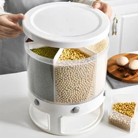 large food storage container rotatable rice barrels sealed cereal dispenser rice tank grain box kitchen food storage container