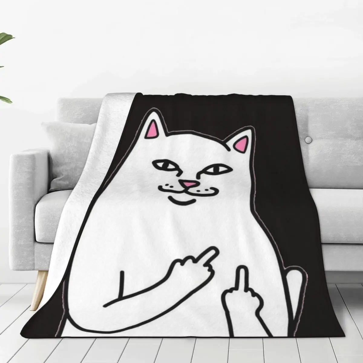 

Мультяшный Кот фланелевые одеяла средний палец супер теплый плед одеяло для дивана стула путешествия искусственное покрывало для дивана кровати