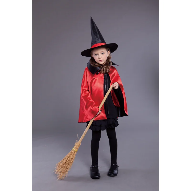 

Children's Costume Halloween Dance Performance Witch Costume Party Costume COS Costume Witch Cloak Witch Hat 80cm