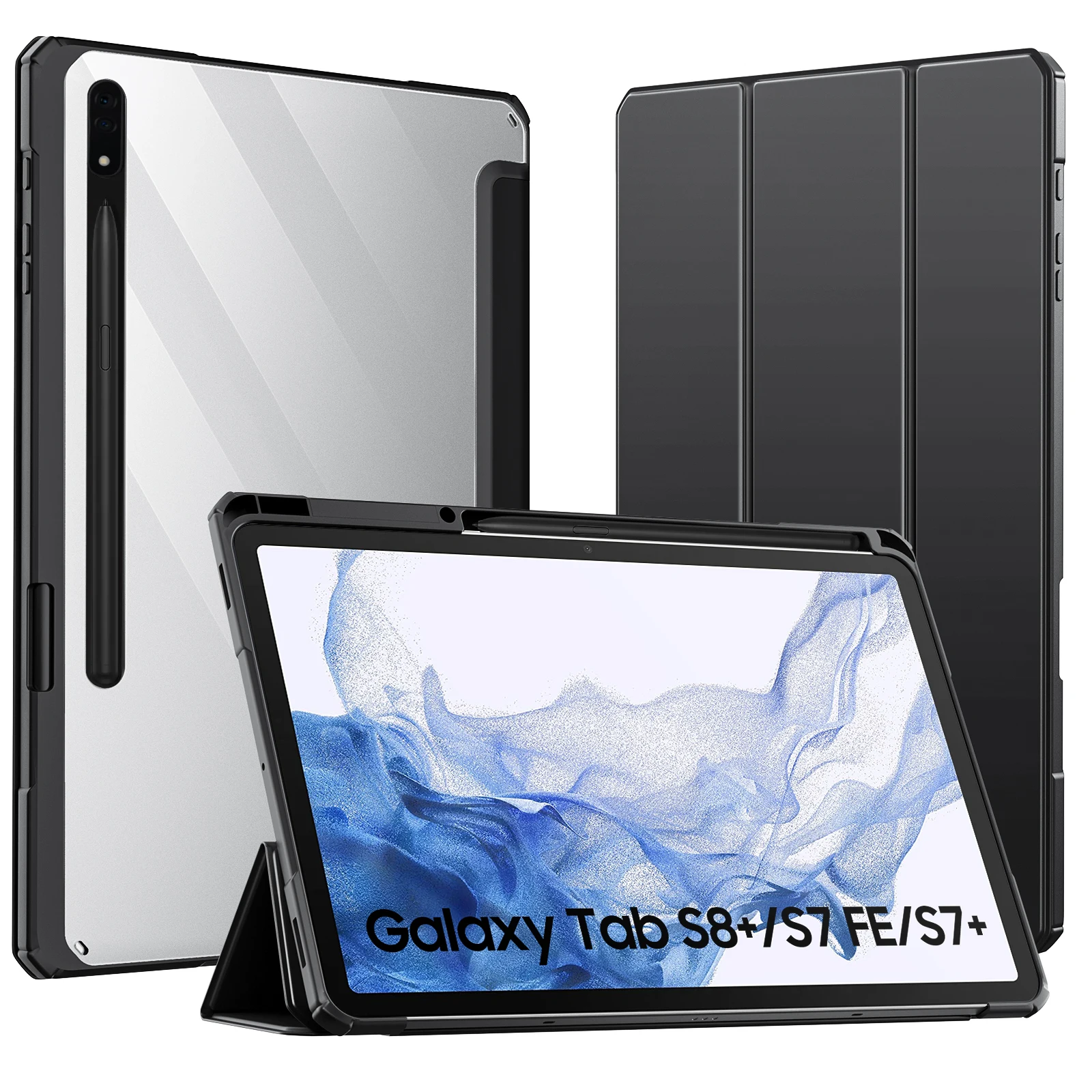 

Case For Samsung Galaxy Tab S8 + 12.4 2022 (SM-X800/X806) / Tab S7 FE 12.4-Inch 2021 / Tab S7 Plus 12.4 2020 with S-Pen Holder