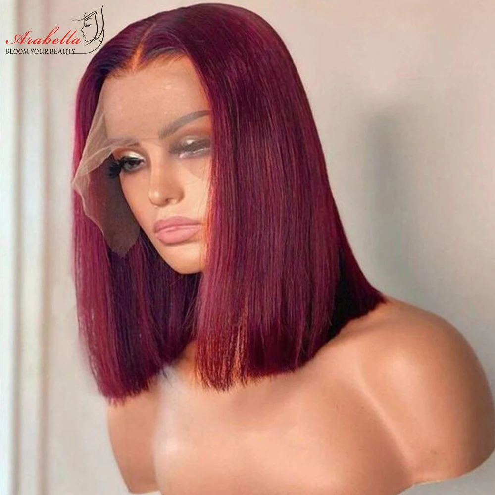 

Human Hair Wigs 99j Burgundy 13x4 Lace Frontal Wig Pre Plucked Bleached Knots Arabella Remy Human Hair Lace Front Wig