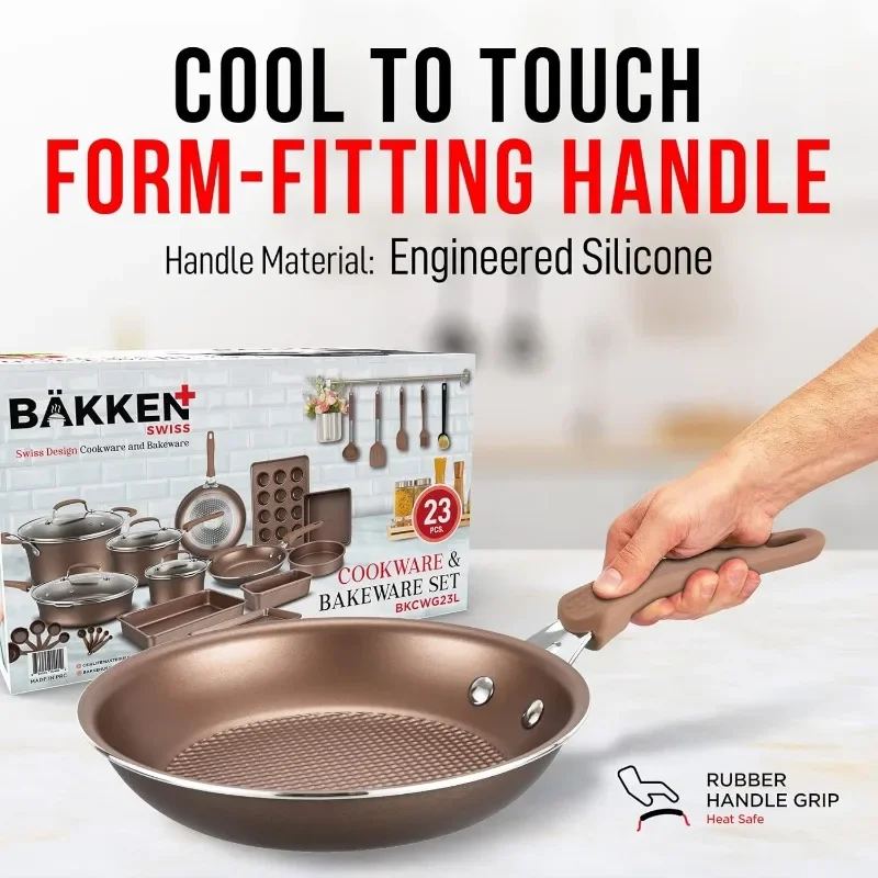 Набор посуды-23 шт.-золотые многоразмерные кастрюли с крышками сковородки для и