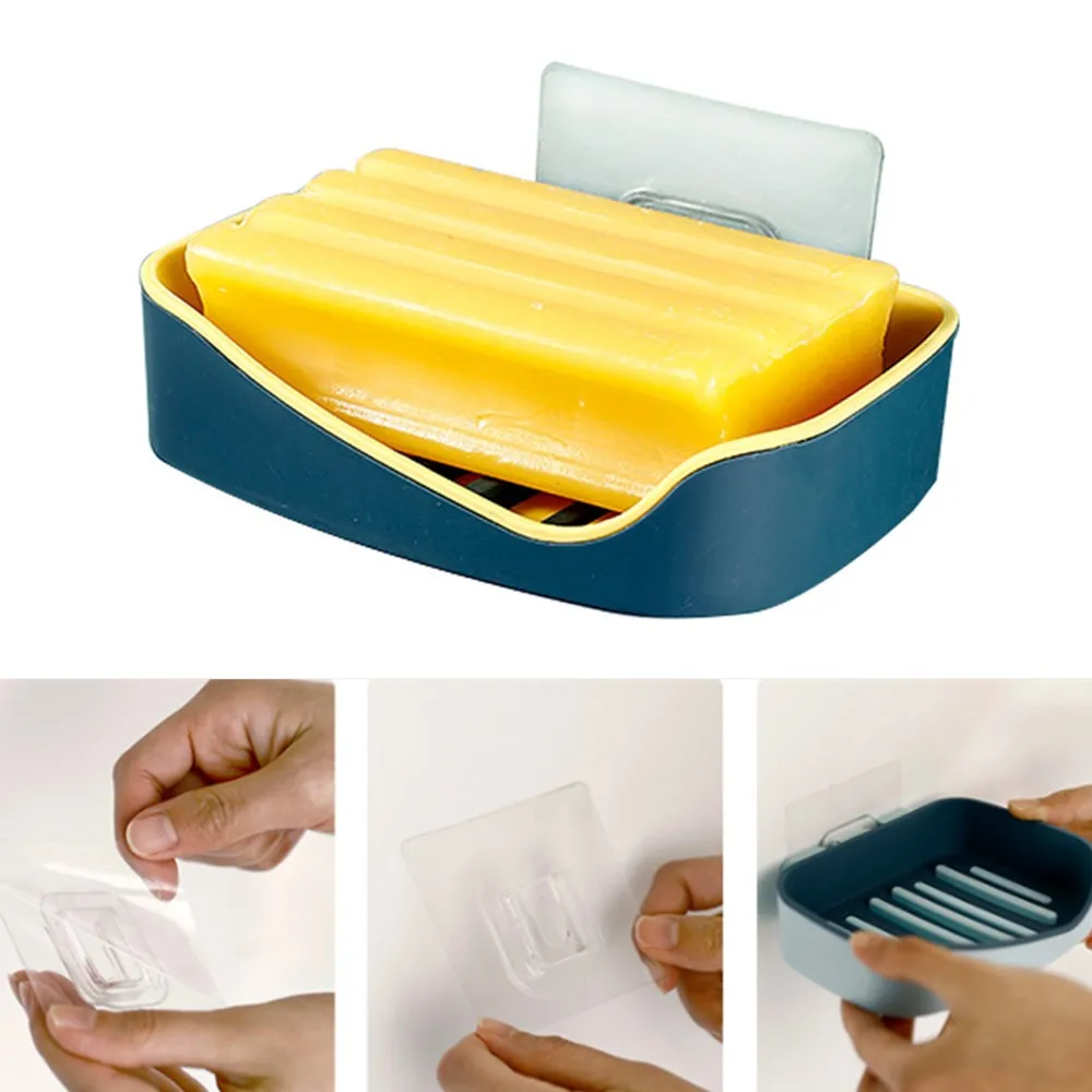 

No Drilling Soap Dish Holderwall Mounted Soap Sponge Holder Double Layer for Kitchen Soap Holder Bathroom Organizer Soap Holder
