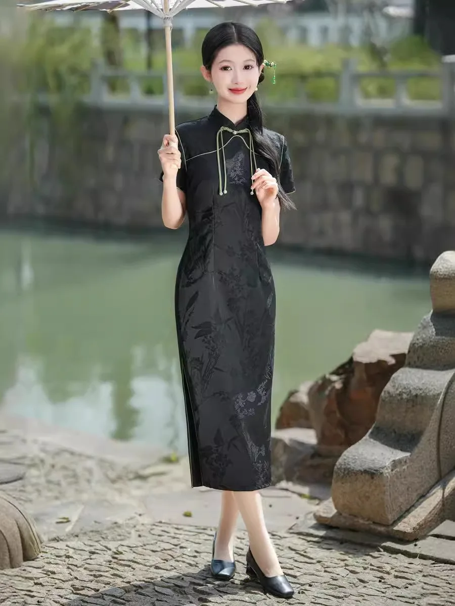 Новое китайское женское платье Qipao Новинка лета 2024 юбка в китайском стиле